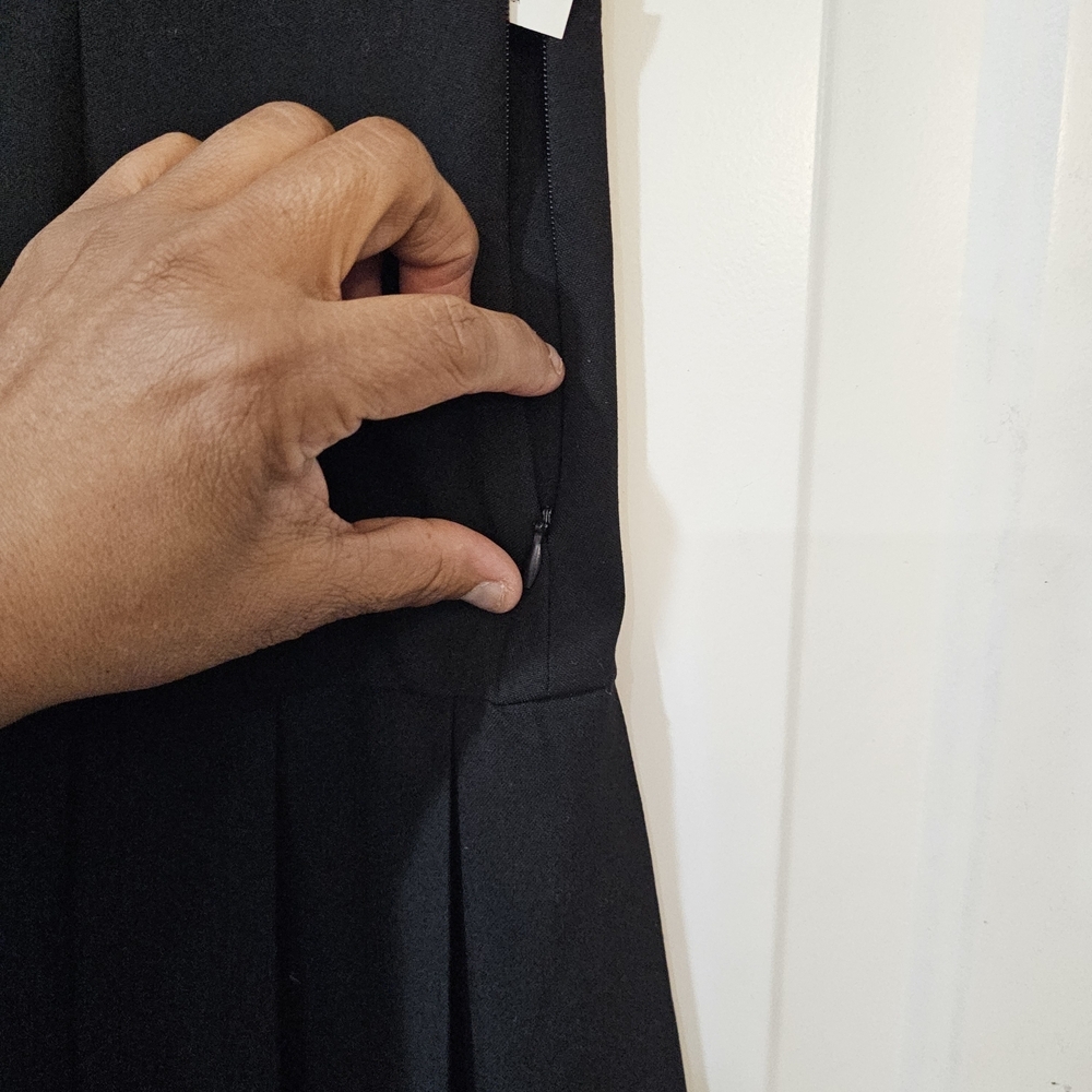 Zara Black Pleated Button-Down Mini Dress Size XL {Bx22} - Picture 6 of 11